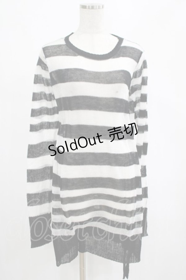 画像1: PUNK RAVE / Insanity striped sweater Free ホワイト H-25-02-26-057-PU-TO-KB-ZH (1)