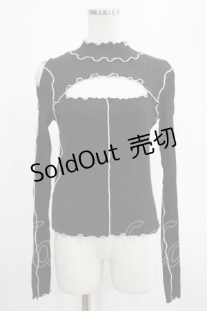 画像: lilLilly / カットアウトリブトップス  ブラック H-25-02-26-063-LO-TO-KB-ZH