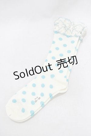 画像: Shirley Temple / ドットソックス 22〜24cm アイボリー×サックス H-25-02-26-069-ET-ZA-KB-ZH