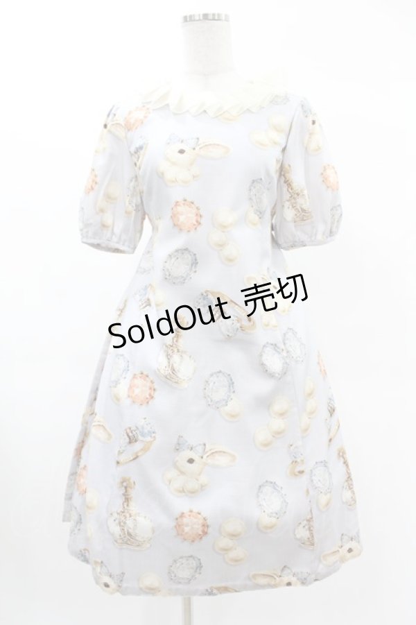 画像1: Leur Getter / Rabbit Pearl袖付ワンピース M サックス H-25-02-27-1019-LU-OP-KB-ZH (1)