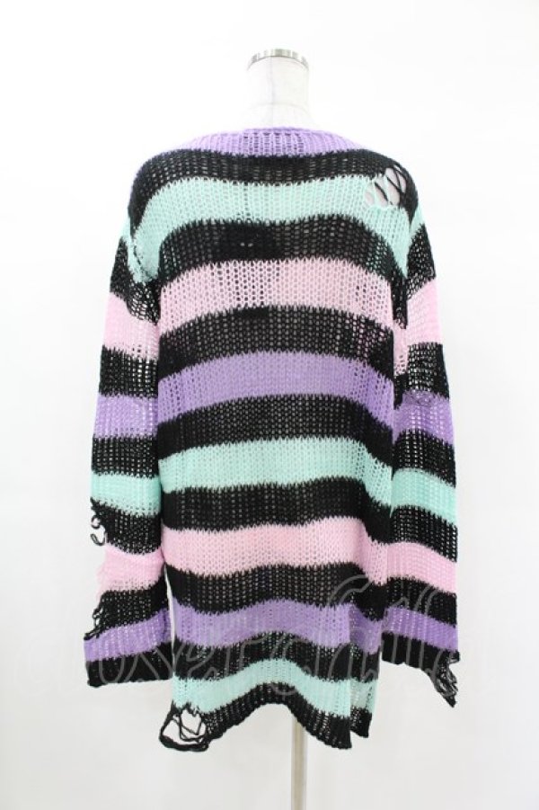 画像2: KILL STAR / Pastel Punk Knit Sweater M 黒×ピンク×パープル×ミント H-25-02-28-1050-SL-TO-KB-ZH (2)