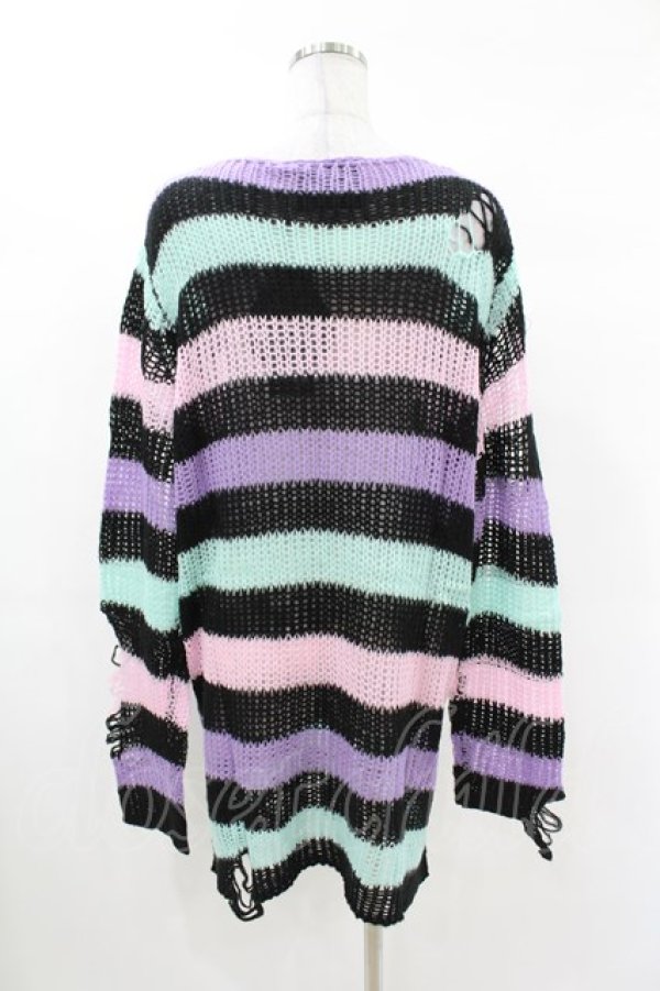 画像2: KILL STAR / Pastel Punk Knit Sweater M 黒×ピンク×パープル×ミント H-25-02-28-1054-SL-TO-KB-ZH (2)