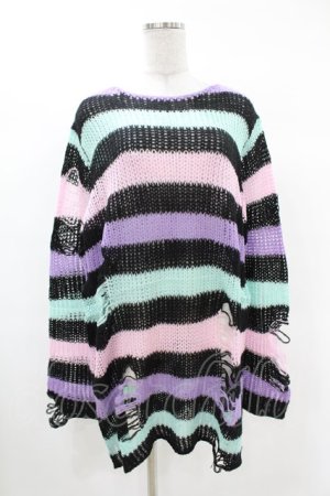 画像: KILL STAR / Pastel Punk Knit Sweater M 黒×ピンク×パープル×ミント H-25-02-28-1055-SL-TO-KB-ZH