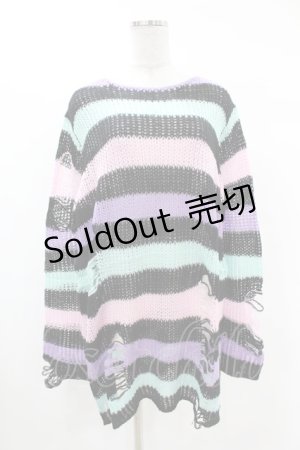 画像: KILL STAR / Pastel Punk Knit Sweater M 黒×ピンク×パープル×ミント H-25-02-28-1055-SL-TO-KB-ZI