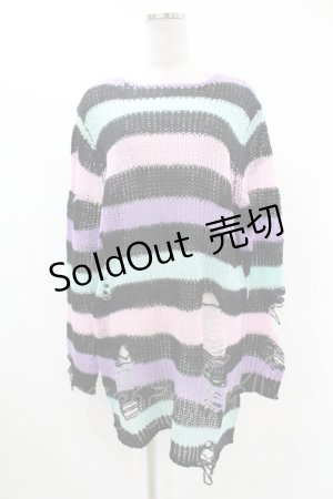 画像: KILL STAR / Pastel Punk Knit Sweater S 黒×ピンク×パープル×ミント H-25-02-28-1058-SL-TO-KB-ZI