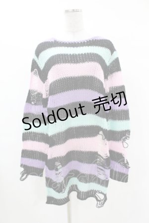 画像: KILL STAR / Pastel Punk Knit Sweater S 黒×ピンク×パープル×ミント H-25-02-28-1059-SL-TO-KB-ZY