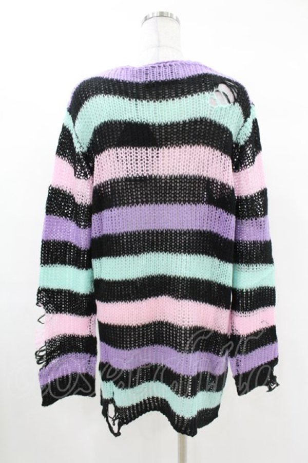画像2: KILL STAR / Pastel Punk Knit Sweater S 黒×ピンク×パープル×ミント H-25-02-28-1060-SL-TO-KB-ZH (2)