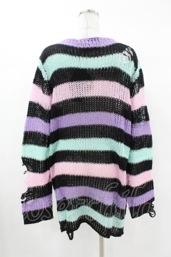 画像2: KILL STAR / Pastel Punk Knit Sweater S 黒×ピンク×パープル×ミント H-25-02-28-1061-SL-TO-KB-ZH (2)