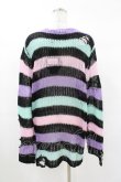 画像2: KILL STAR / Pastel Punk Knit Sweater XS 黒×ピンク×パープル×ミント H-25-02-28-1062-SL-TO-KB-ZH (2)