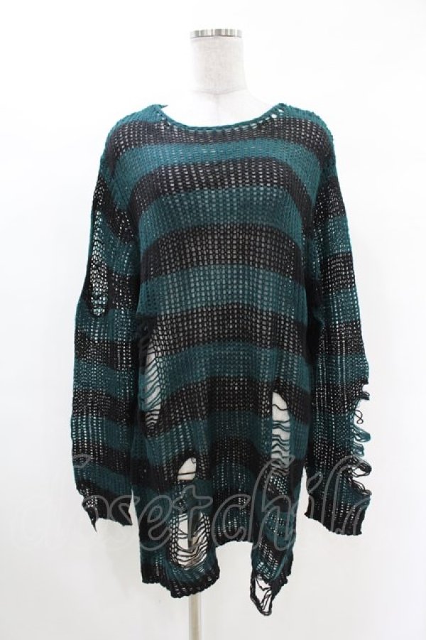 画像1: KILL STAR / Sea Punk Knit Sweater M ブルーグリーン H-25-02-28-1015-SL-TO-KB-ZI (1)