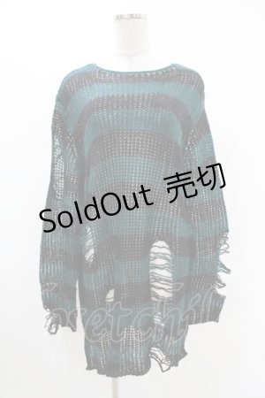 画像: KILL STAR / Sea Punk Knit Sweater M ブルーグリーン H-25-02-28-1016-SL-TO-KB-ZH