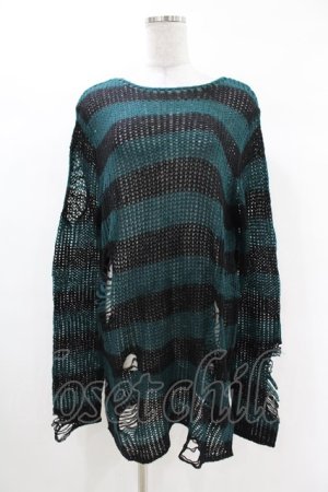 画像: KILL STAR / Sea Punk Knit Sweater S ブルーグリーン H-25-02-28-1017-SL-TO-KB-ZH