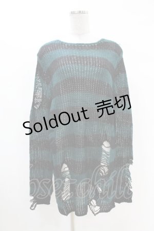 画像: KILL STAR / Sea Punk Knit Sweater S ブルーグリーン H-25-02-28-1018-SL-TO-KB-ZI