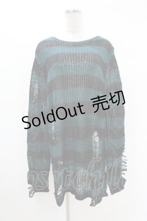 画像: KILL STAR / Sea Punk Knit Sweater S ブルーグリーン H-25-02-28-1019-SL-TO-KB-ZH