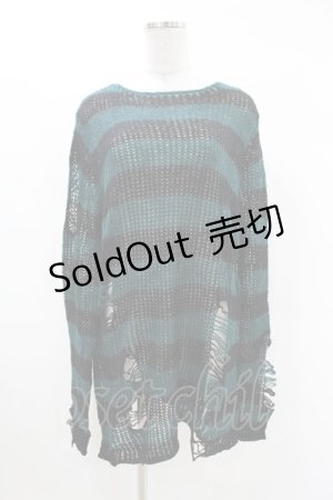 画像: KILL STAR / Sea Punk Knit Sweater S ブルーグリーン H-25-02-28-1020-SL-TO-KB-ZT613