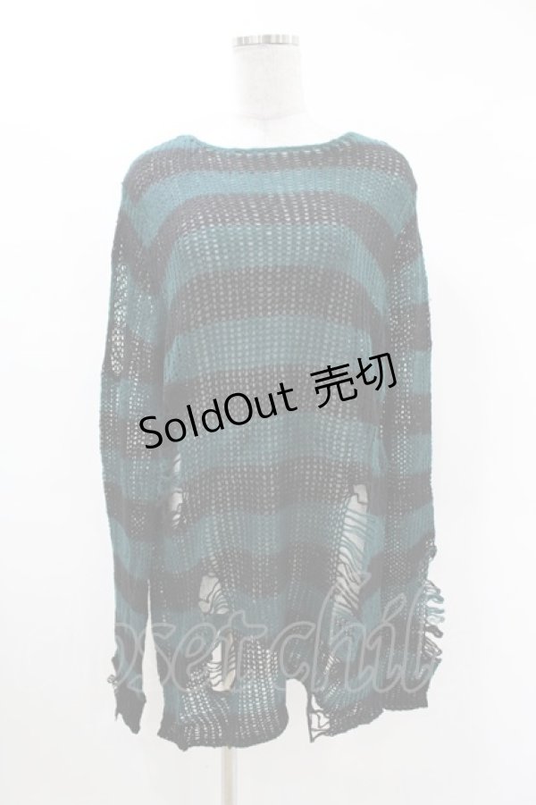 画像1: KILL STAR / Sea Punk Knit Sweater S ブルーグリーン H-25-02-28-1020-SL-TO-KB-ZT613 (1)