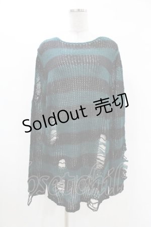 画像: KILL STAR / Sea Punk Knit Sweater S ブルーグリーン H-25-02-28-1022-SL-TO-KB-ZI