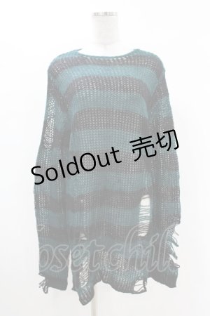 画像: KILL STAR / Sea Punk Knit Sweater XS ブルーグリーン H-25-02-28-1026-SL-TO-KB-ZT0407S