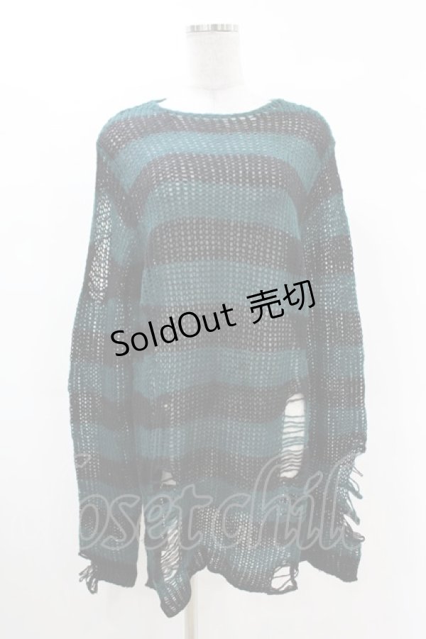 画像1: KILL STAR / Sea Punk Knit Sweater XS ブルーグリーン H-25-02-28-1026-SL-TO-KB-ZT0407S (1)