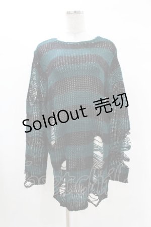 画像: KILL STAR / Sea Punk Knit Sweater XS ブルーグリーン H-25-02-28-1028-SL-TO-KB-ZY