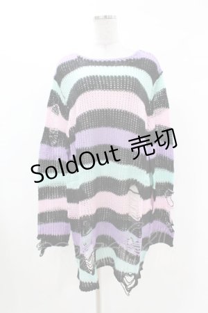 画像: KILL STAR / Pastel Punk Knit Sweater L 黒×ピンク×パープル×ミント H-25-02-28-1033-SL-TO-KB-ZI