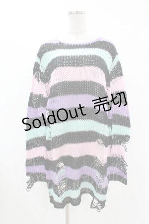 画像: KILL STAR / Pastel Punk Knit Sweater M 黒×ピンク×パープル×ミント H-25-02-28-1047-SL-TO-KB-ZI