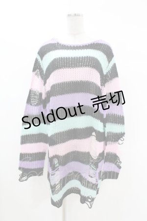 画像: KILL STAR / Pastel Punk Knit Sweater M 黒×ピンク×パープル×ミント H-25-02-28-1050-SL-TO-KB-ZH