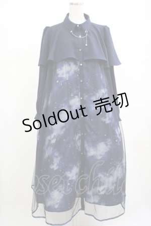 画像: axes femme / テレスコーププリントケープ風ワンピース L ネイビー H-25-02-28-014-AX-OP-NS-ZH