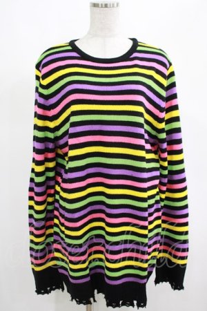 画像: KILL STAR / Rainbow Warrior Knit Sweater S 黒×レインボー H-25-03-01-050-SL-TO-KB-ZI