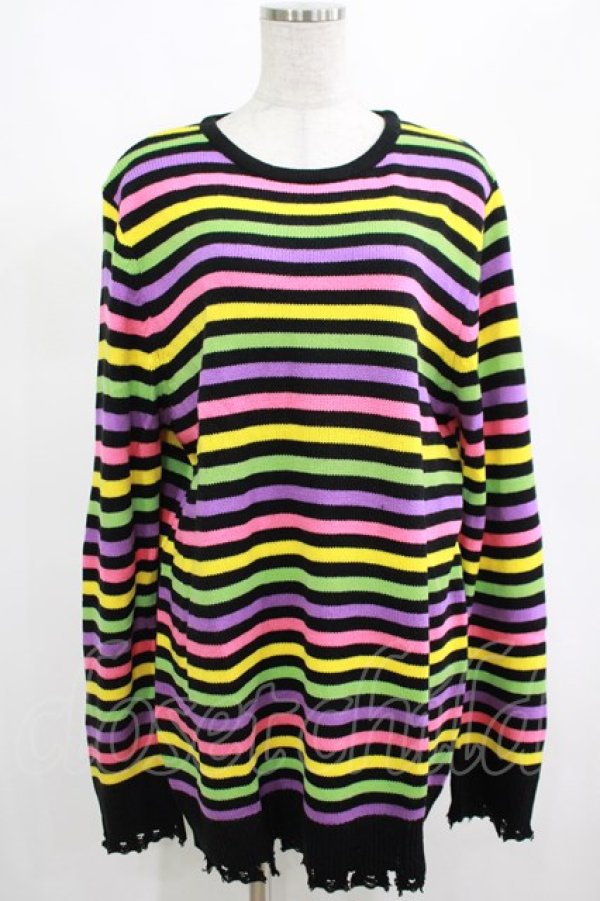 画像1: KILL STAR / Rainbow Warrior Knit Sweater S 黒×レインボー H-25-03-01-050-SL-TO-KB-ZI (1)