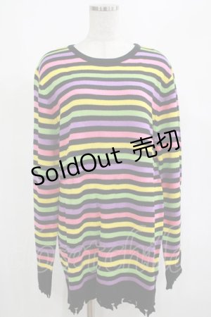 画像: KILL STAR / Rainbow Warrior Knit Sweater XS 黒×レインボー H-25-03-01-054-SL-TO-KB-ZS