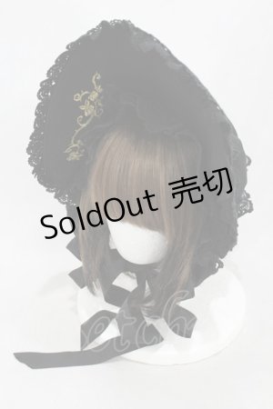 画像: ALICE and the PIRATES / ヴェルサイユローズ刺繍ハーフボンネット  ブラック H-25-03-01-1006-PA-AC-NS-ZH