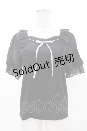 画像: axes femme POETIQUE / ヒマワリ刺繍フリルカットプルオーバー M ブラック H-25-03-01-1055-AX-TO-NS-ZH