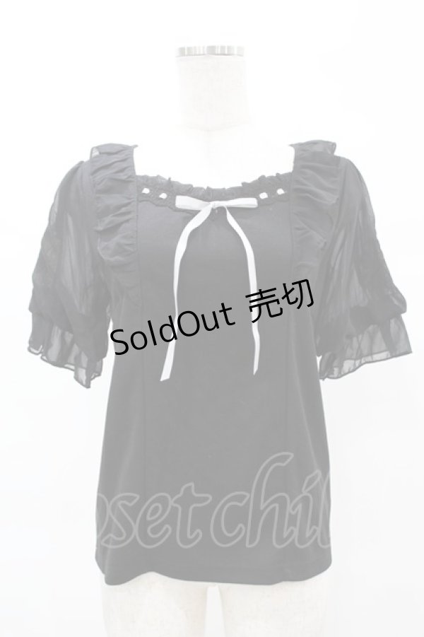 画像1: axes femme POETIQUE / ヒマワリ刺繍フリルカットプルオーバー M ブラック H-25-03-01-1055-AX-TO-NS-ZH (1)