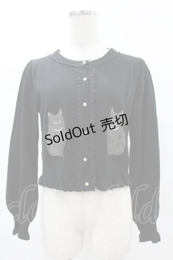 画像1: axes femme kawaii / 猫会ニットカーデ M ブラック H-25-03-01-1061-AX-TO-NS-ZH (1)