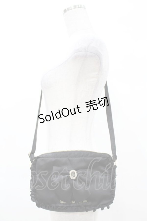 画像1: Maison de FLEUR / ビジューリボンフリルミニショルダー  ブラック H-25-03-01-1019-LO-BG-NS-ZH (1)