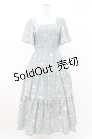 画像: axes femme / レーヌローズ柄ワンピース M ミント H-25-03-01-1032-AX-OP-NS-ZH