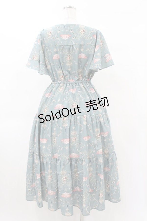 画像2: axes femme / レーヌローズ柄ワンピース M ミント H-25-03-01-1032-AX-OP-NS-ZH (2)