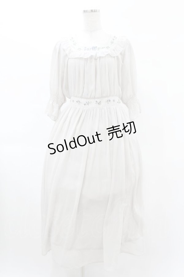 画像1: Fi.n.t / ローズクロスステッチ刺繍シフォンワンピース Free IVORY H-25-03-01-1033-CA-OP-NS-ZH (1)