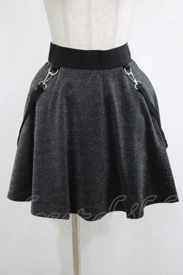 画像1: KILL STAR / Studio 666 Skater Skirt XS グリッターブラック H-25-03-01-006-SL-SK-KB-ZH (1)