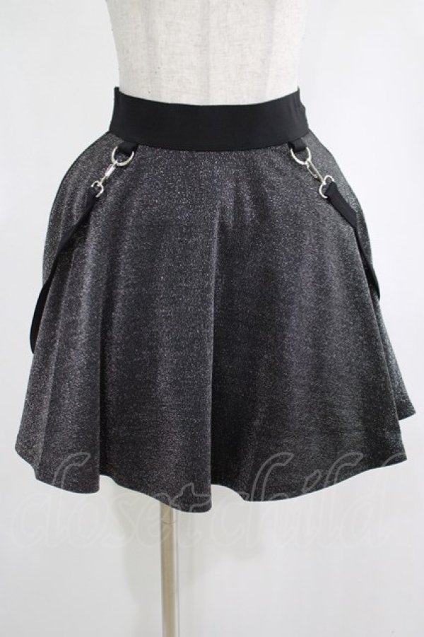 画像1: KILL STAR / Studio 666 Skater Skirt XS グリッターブラック H-25-03-01-007-SL-SK-KB-ZH (1)