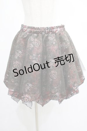 画像: Qutie Frash / 和柄パニエスカート  黒×赤系 H-25-03-02-032-QU-SK-KB-ZH