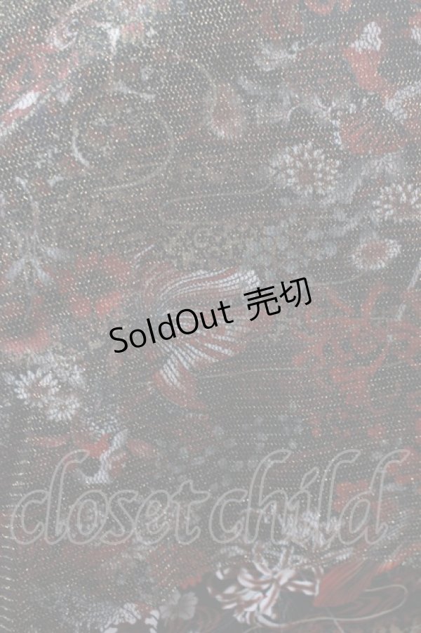 画像4: Qutie Frash / 和柄パニエスカート  黒×赤系 H-25-03-02-032-QU-SK-KB-ZH (4)