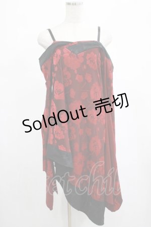 画像: Qutie Frash / オフショル着物チュニック  レッド H-25-03-02-034-QU-TO-KB-ZH