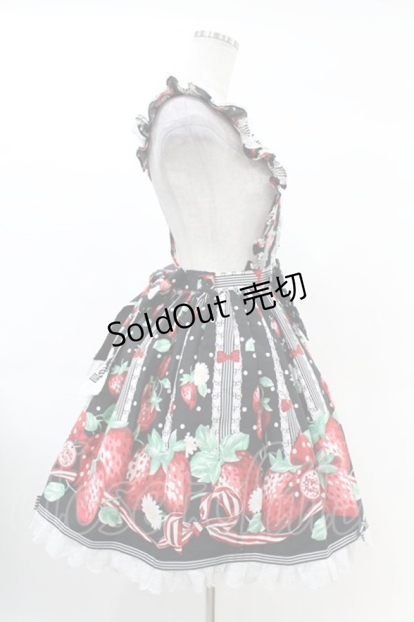 画像3: Angelic Pretty / 摘みたていちごエプロン風スカート Free ブラック H-25-03-02-1025-AP-SK-NS-ZH (3)