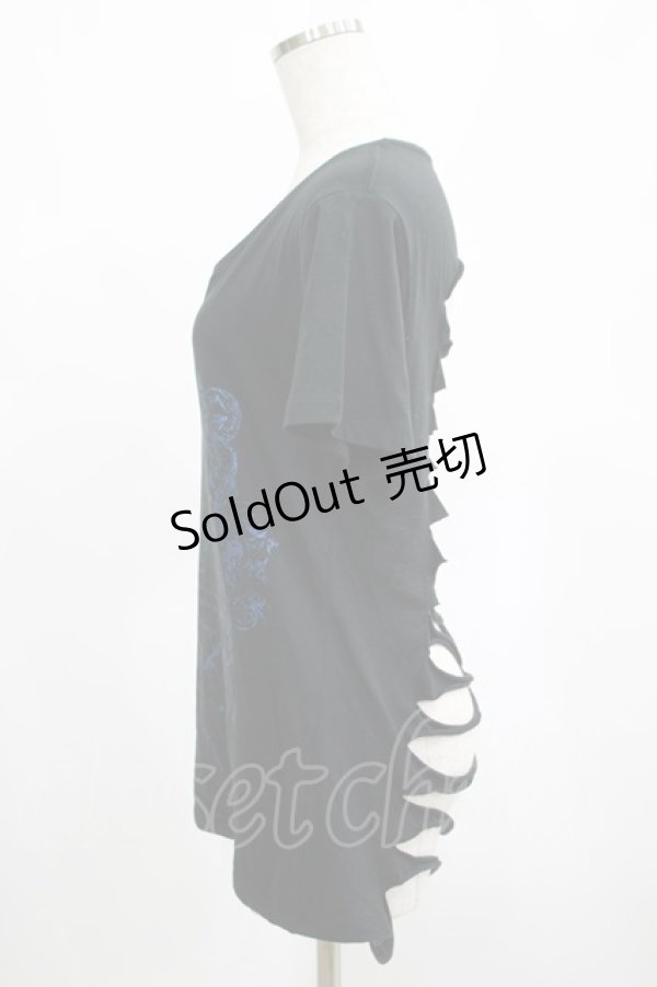画像2: SEX POT ReVeNGe / バックカットTシャツ  黒×青 H-25-06-15-1012-SP-TO-KB-ZH (2)