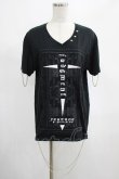 画像1: SEX POT ReVeNGe / チェーンチャーム付VネックTシャツ  黒 H-25-03-02-007-SP-TO-KB-ZT389 (1)