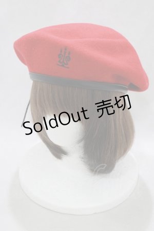 画像: Moi-meme-Moitie / ロゴ刺繍ベレー帽  赤 H-25-03-02-090-MO-AC-KB-ZH