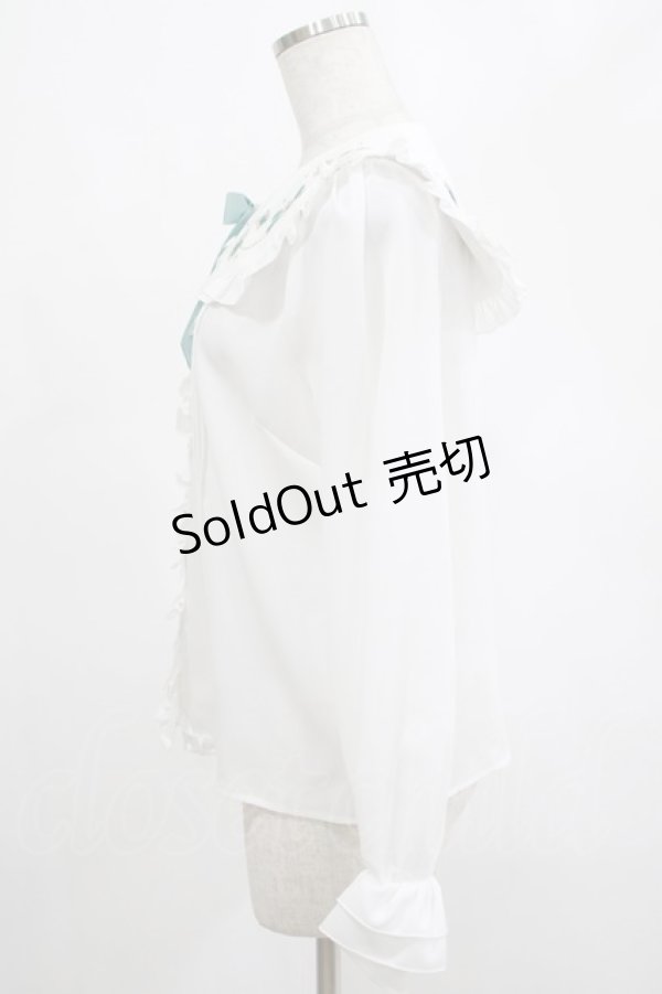 画像2: Amavel / Coffret A Bijouブラウス Free オフ/グリーン H-25-03-03-034-CA-BL-NS-ZH (2)