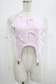 画像1: AVENCHUMU / Sheer sleeve garter ribbon tops Free ピンク H-25-03-03-043-LO-TO-NS-ZH (1)